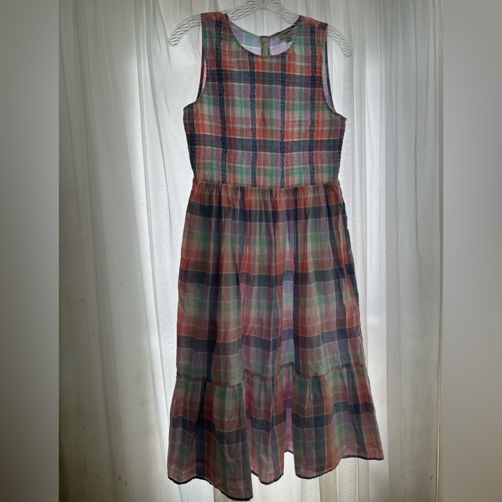 Women J. Crew Pink Dress Modest Feminine Size Petite Medium Striped Cotton